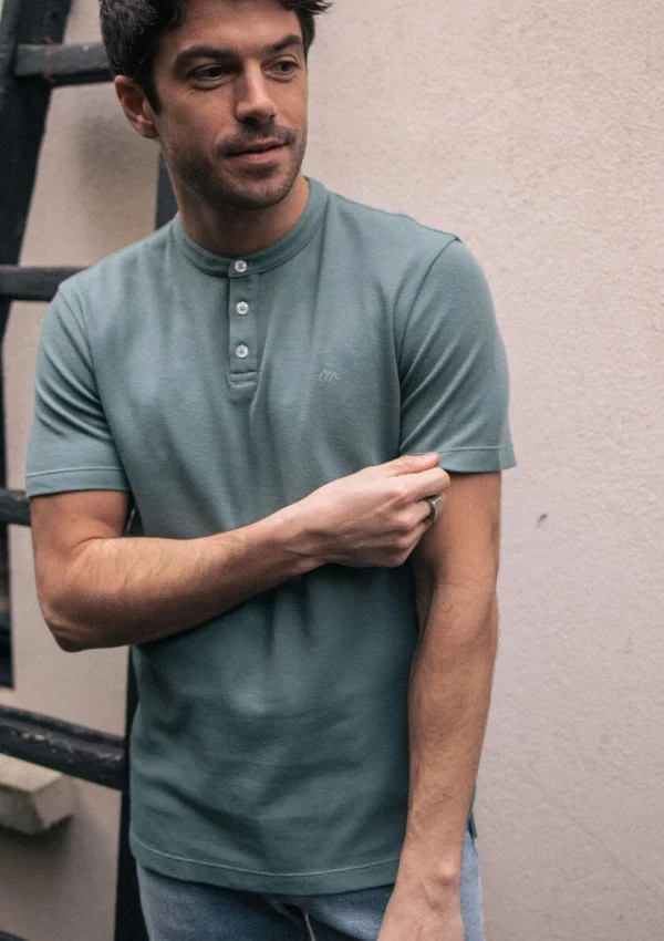 Henley Poloshirt Emblême Eucalyptus