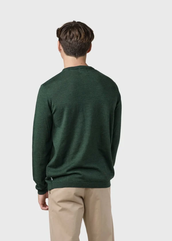 Herren dünner Merino Strickpullover Moss green