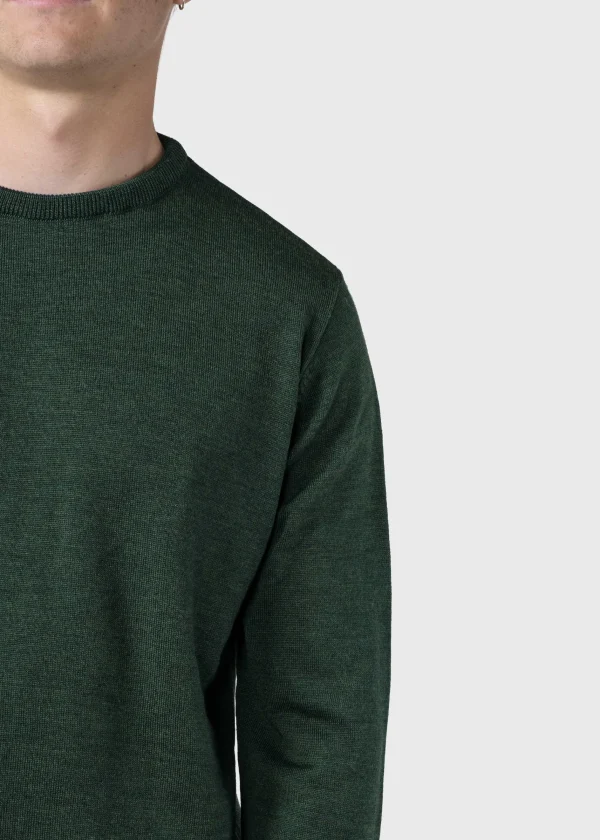 Herren dünner Merino Strickpullover Moss green