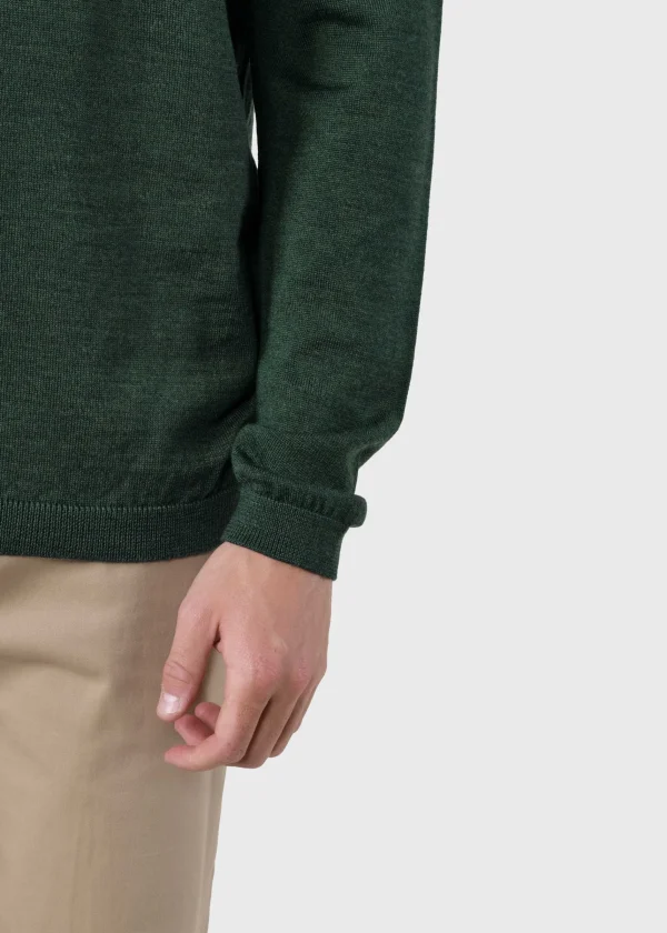 Herren dünner Merino Strickpullover Moss green