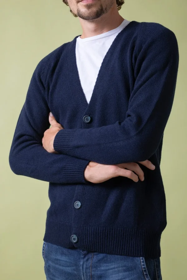 Herren Kaschmir-Strickjacke Giovanni Navy