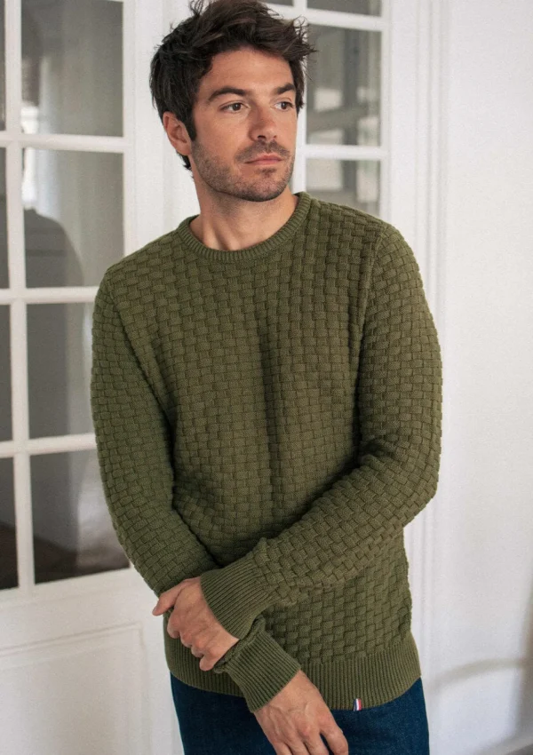 Herren Pullover Damier khaki