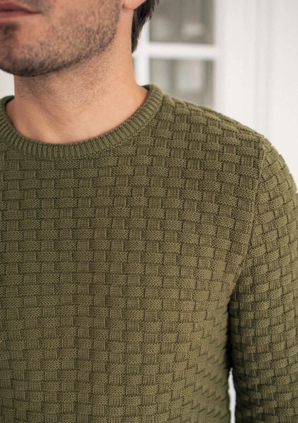 Herren Pullover Damier khaki