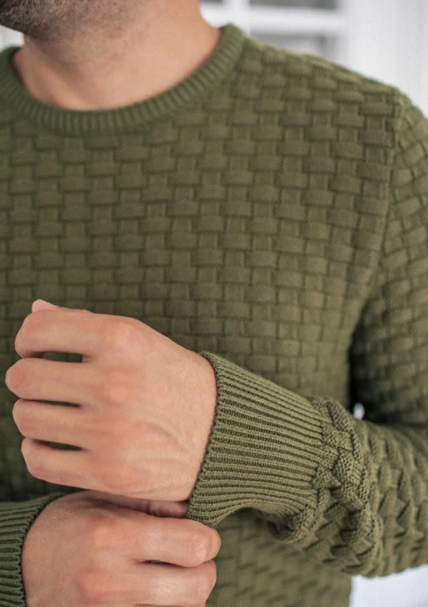Herren Pullover Damier khaki