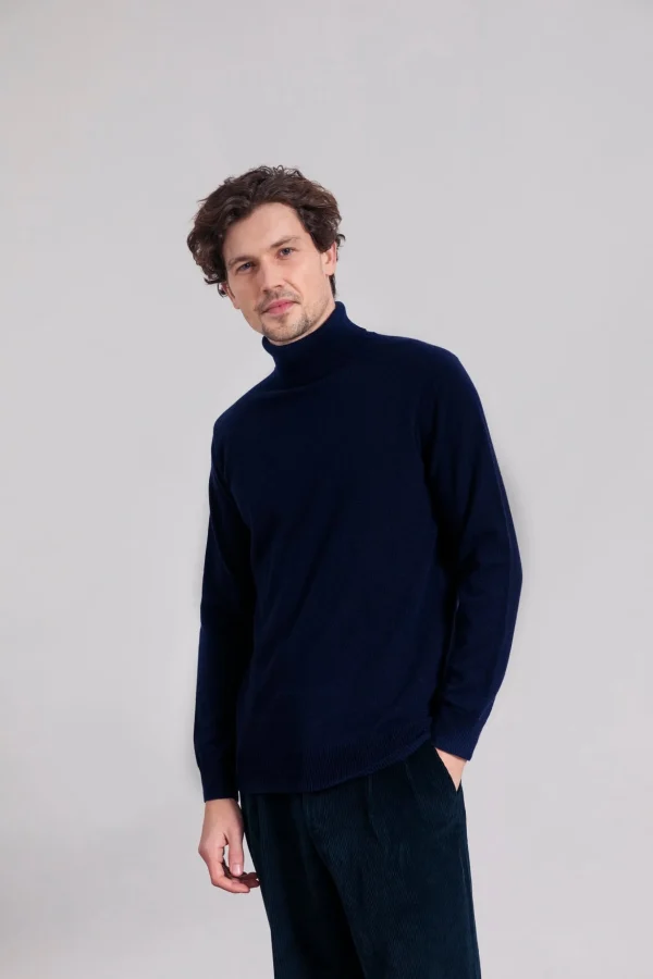 herren Rollkragenpullover Alberto Marinenblau