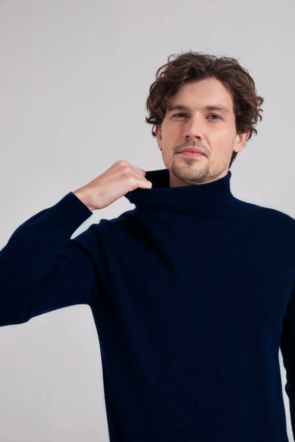 herren Rollkragenpullover Alberto Marinenblau