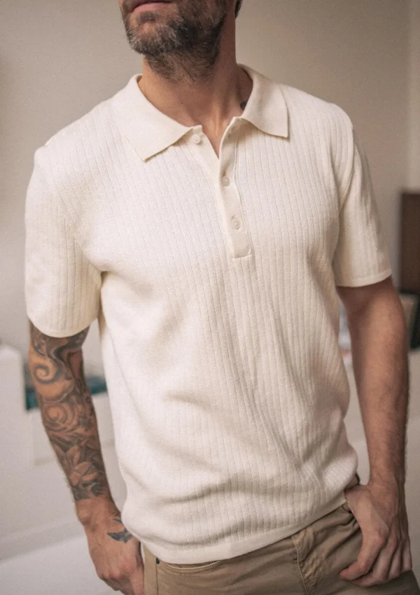 Herren-Poloshirt aus Bio-Baumwolle Dune Ekru