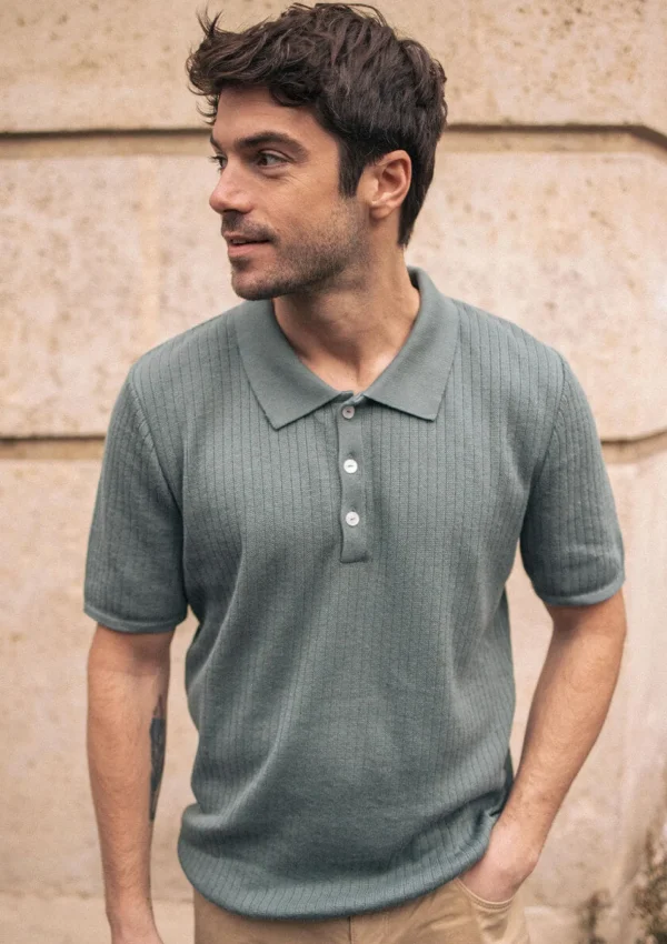 Herren-Poloshirt aus Bio-Baumwolle Dune Eucalyptus