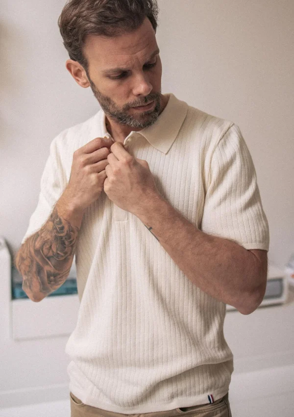 Herren-Poloshirt aus Bio-Baumwolle Dune Ekru