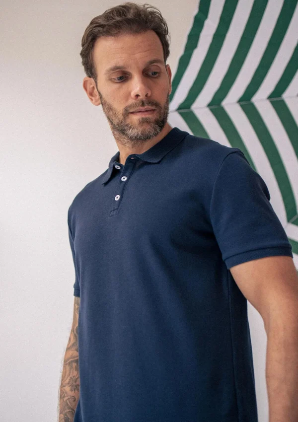 Herren-Poloshirt aus Bio-Baumwolle Amical Navy