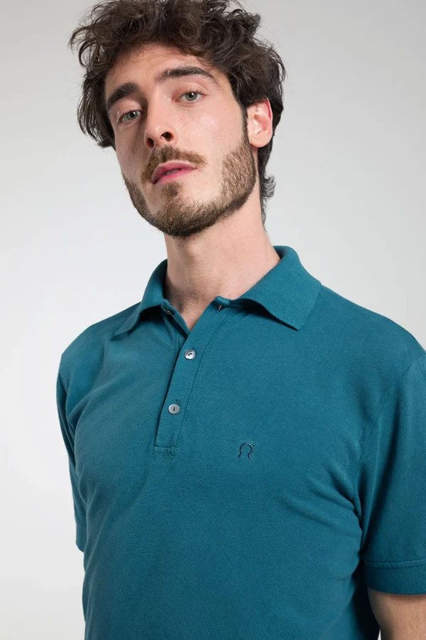 Herren-Poloshirt aus Bio-Baumwolle Felice Grün PAvone