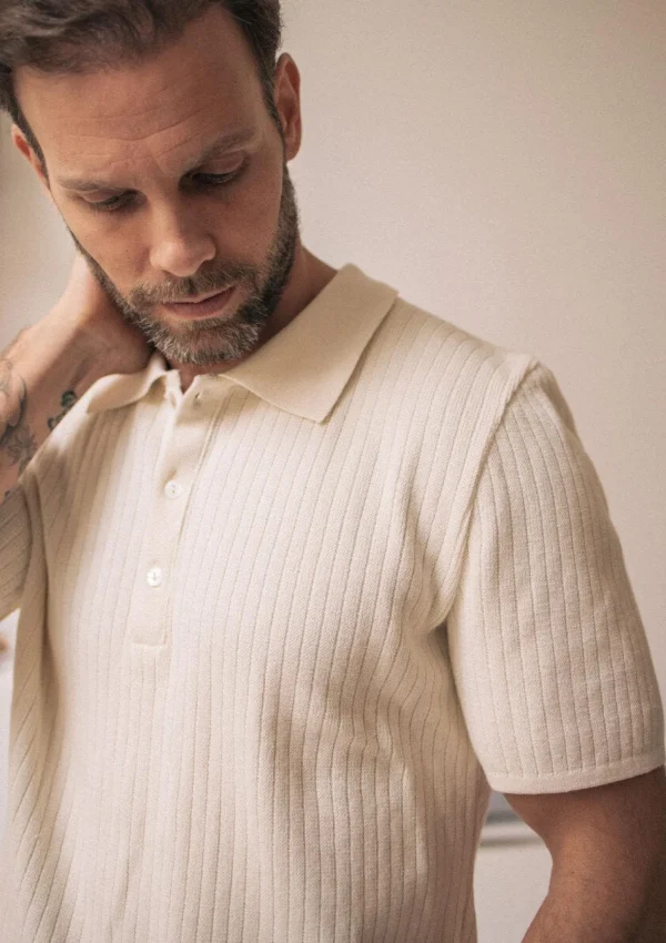 Herren-Poloshirt aus Bio-Baumwolle Dune Ekru
