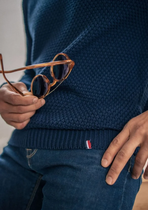 Herrenpullover aus Bio-Baumwolle Reflet Marine