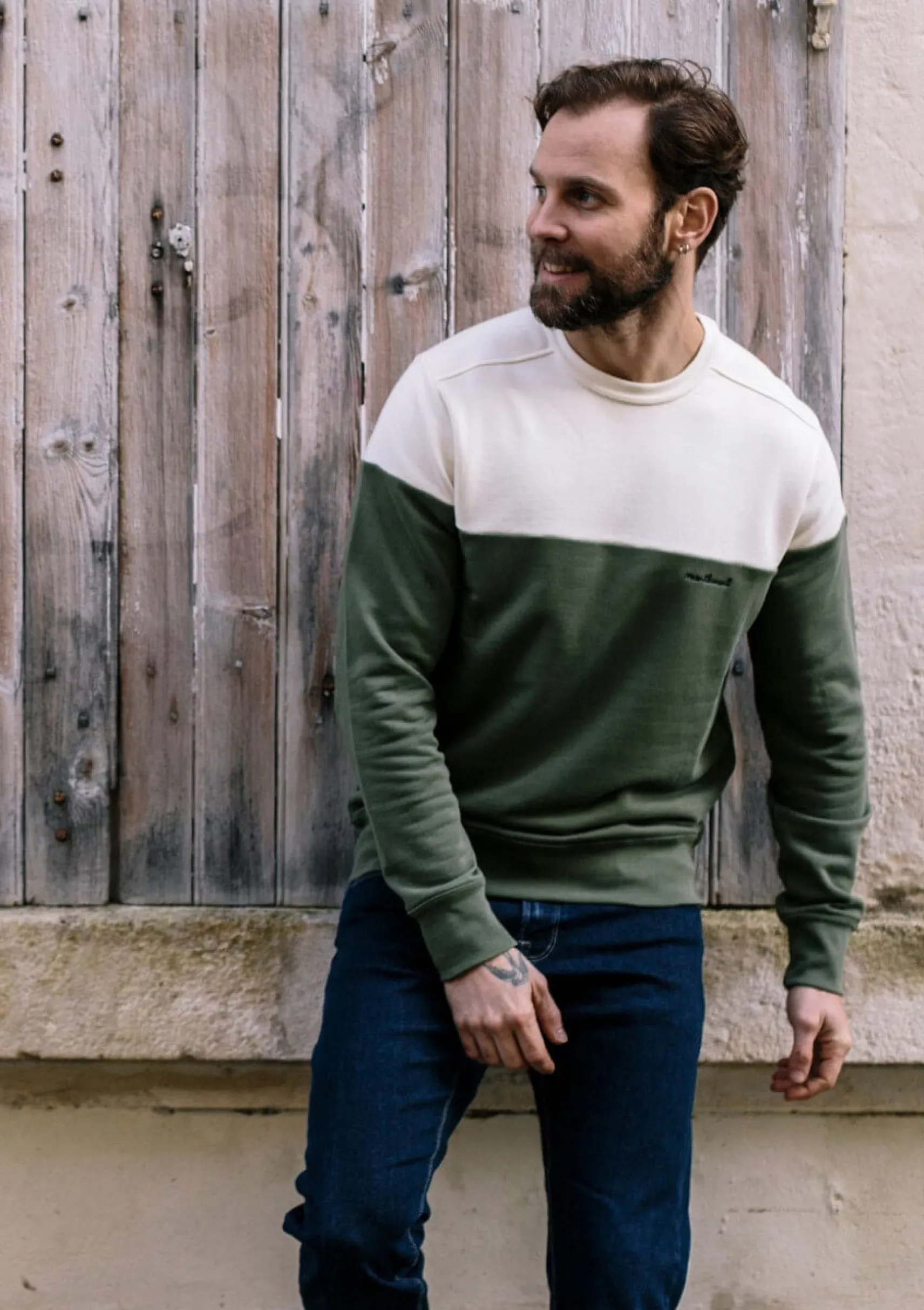 herrensweatshirt_aus_biob_2.webp Herren-Sweatshirt aus Bio-Baumwolle Climat Khaki