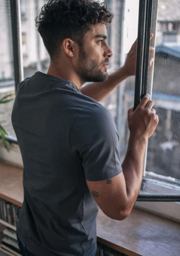 Herren-T-Shirt aus Bio-Baumwolle Essaim Anthrazit