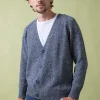 Kaschmir-Cardigan Giovanni Blau meliert