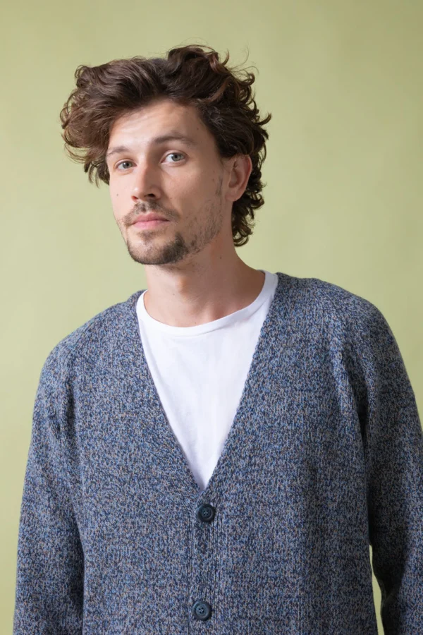 Kaschmir-Cardigan Giovanni Blau meliert
