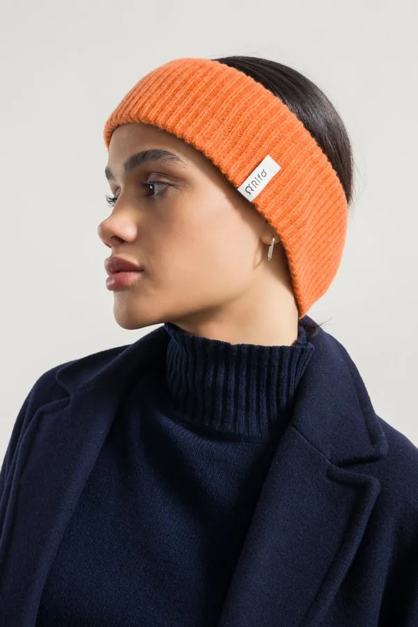 Kaschmir-Stirnband für Damen Lara Orange