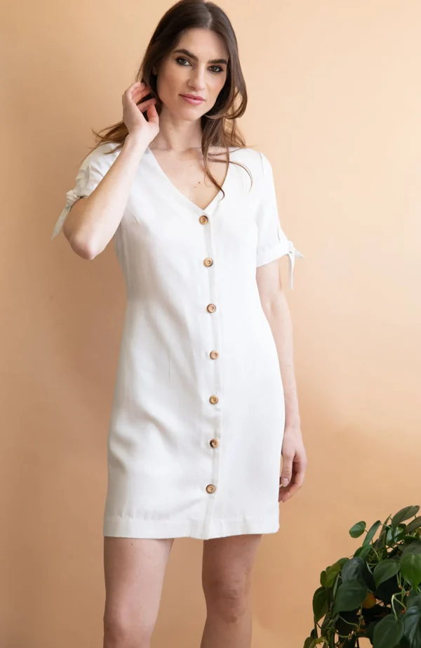 Kurzes Kleid aus Tencel Saule Ekru
