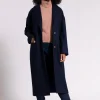Langer Damen Wolle-Mantel Mara Navy