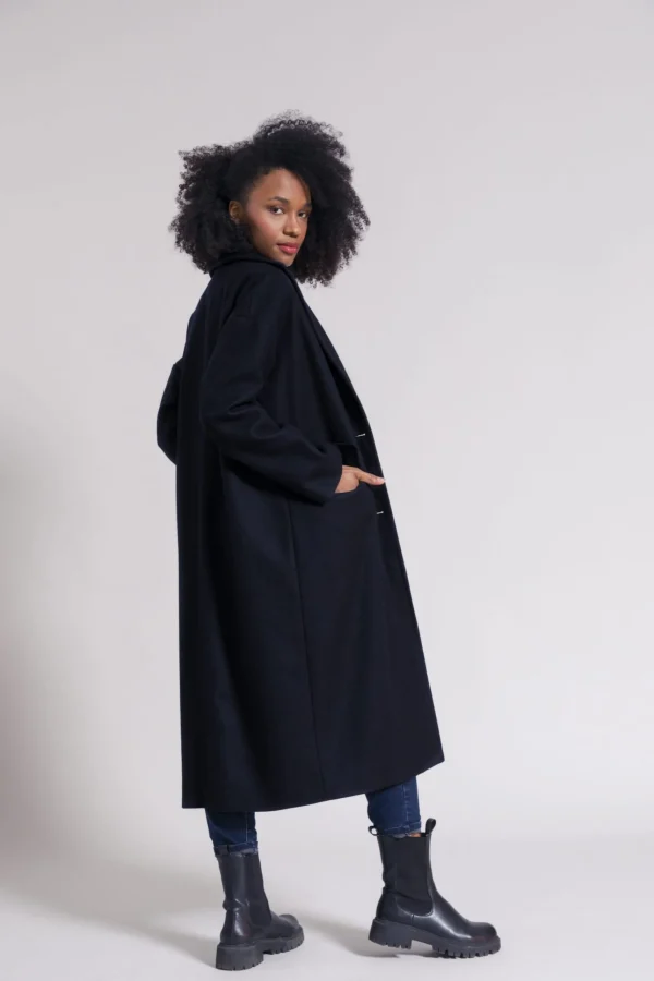 Langer Damen Wolle-Mantel Mara Navy