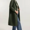 Langer Mantel aus recycelter Wolle Mara Khaki