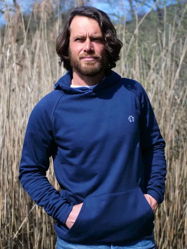 Le Bequemer Kapuzenpullover aus Bio-Baumwolle Blau