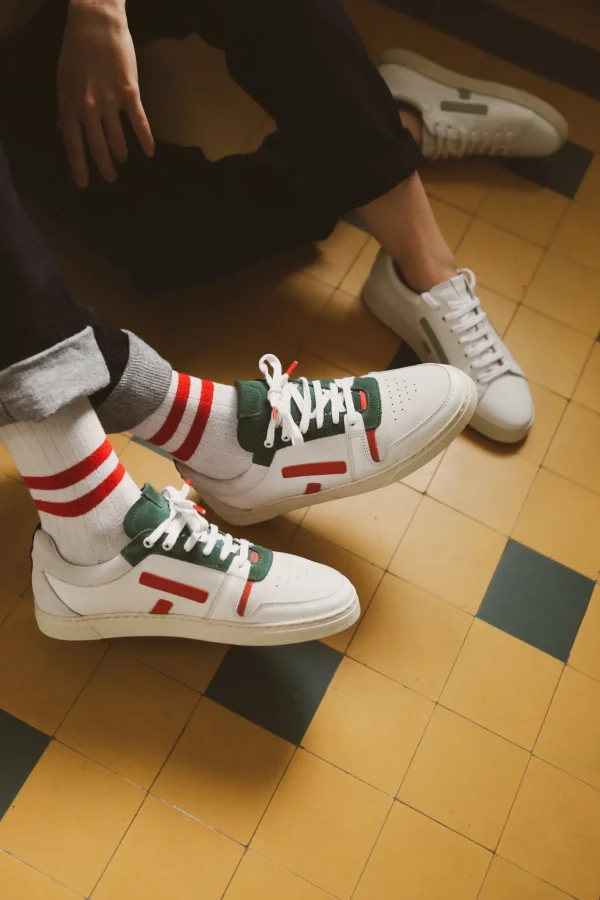 Ledersneaker Sansaho rot und grün
