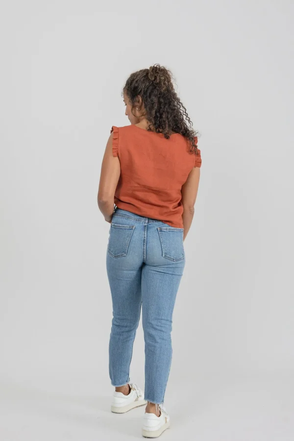 Leinen Bluse Bella Ocker