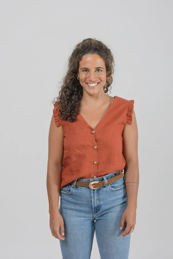 Leinen Bluse Bella Ocker