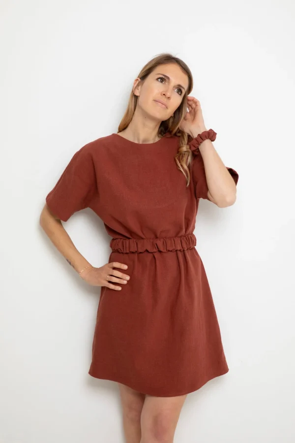 Leinenkleid Romane Sepia