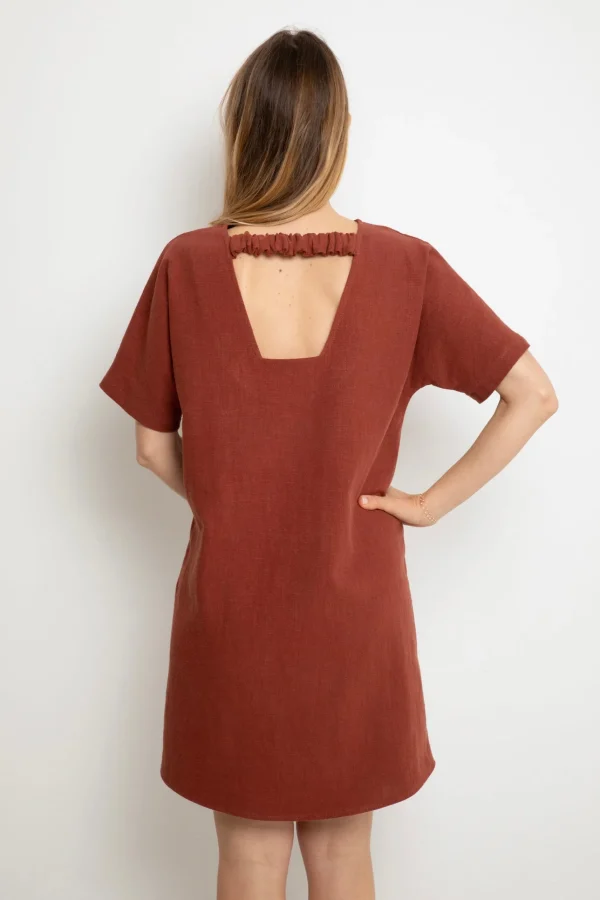 Leinenkleid Romane Sepia