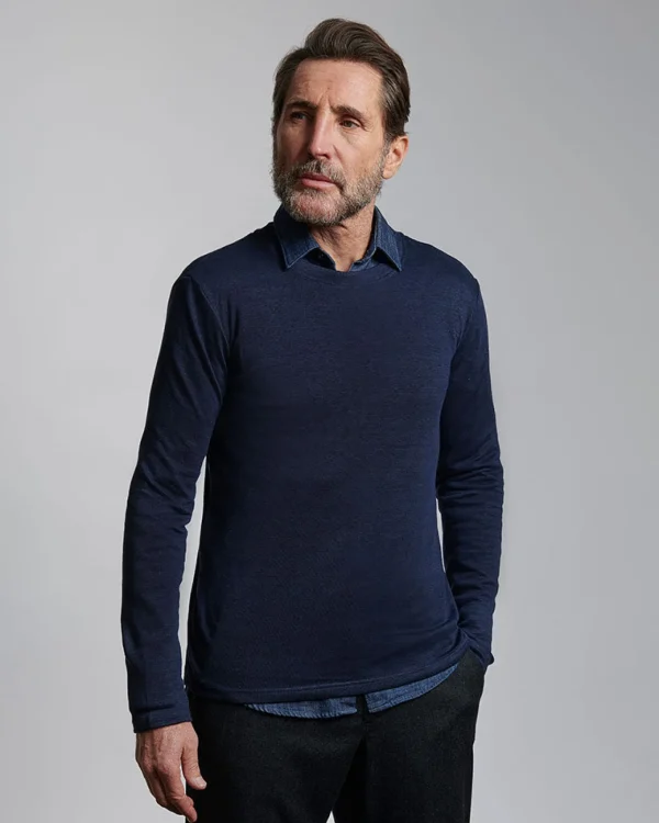 Linterpellant Herren-Leinenpullover Schieferblau