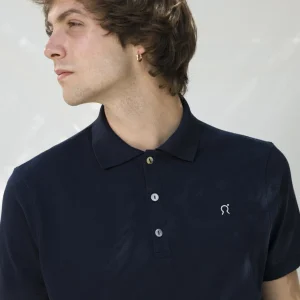 Marineblaues Baumwoll-Poloshirt Felice