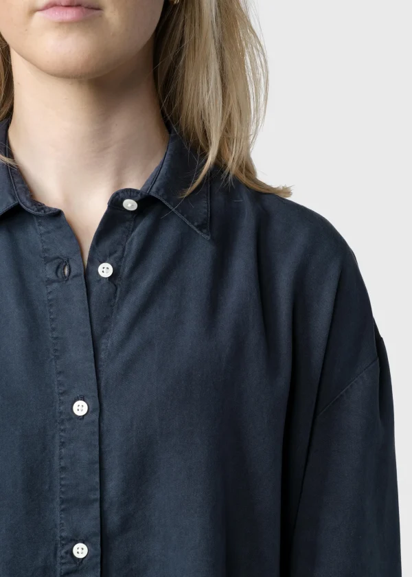 Mittellange Lyocell Bluse Ofelia Navy