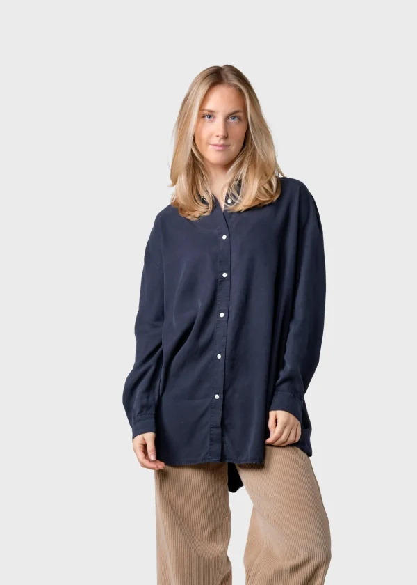 Mittellange Lyocell Bluse Ofelia Navy