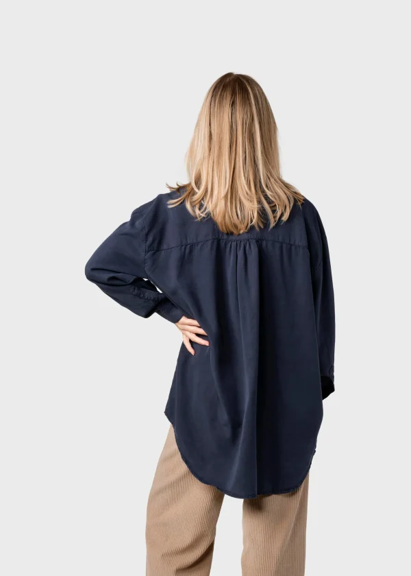 Mittellange Lyocell Bluse Ofelia Navy