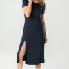 Mittellanges Tencel-Kleid Victoria Marineblau