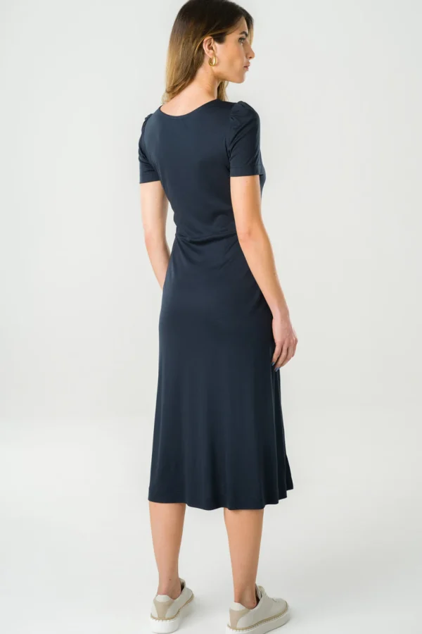 Mittellanges Tencel-Kleid Victoria Marineblau