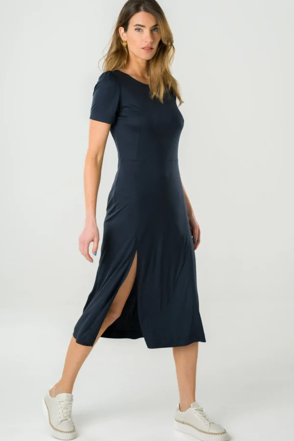 Mittellanges Tencel-Kleid Victoria Marineblau