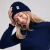 Mütze aus recyceltem Kaschmir Marcello Marineblau