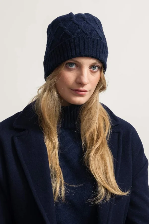 Mütze aus recycelter Wolle Louis Marineblau