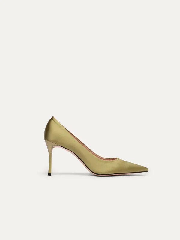 Olivgrüne vegane Pumps
