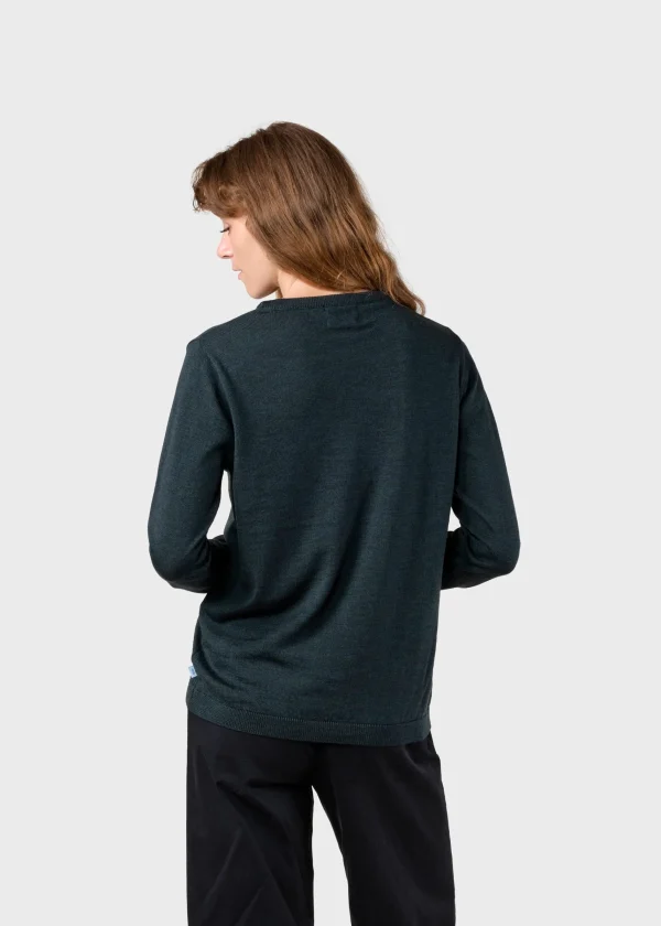 Olivgrüner Damenpullover aus feiner Merinowolle
