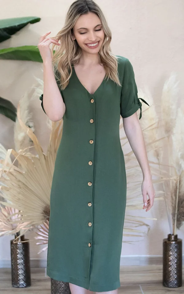 Olivgrünes Tencel-Kleid Saule