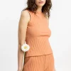 Orangefarbenes Tanktop aus gerippter Bio-Baumwolle