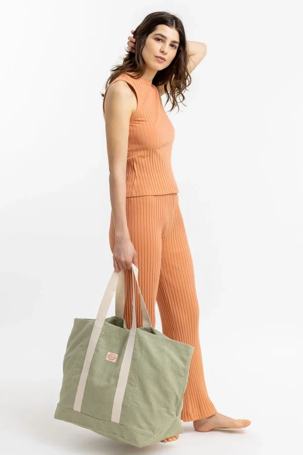 Orangefarbenes Tanktop aus gerippter Bio-Baumwolle