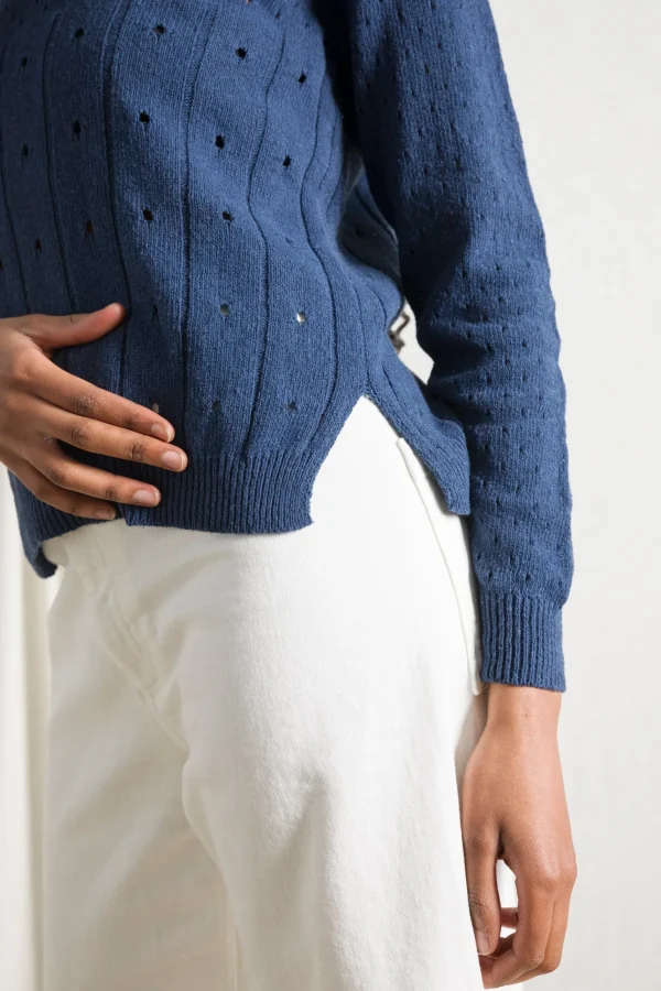 Perforierter Damen Pullover Mia bALTIC bLUE