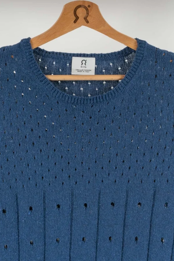 Perforierter Damen Pullover Mia bALTIC bLUE