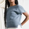 Perforiertes Damen Top Dori AtlantiKblau